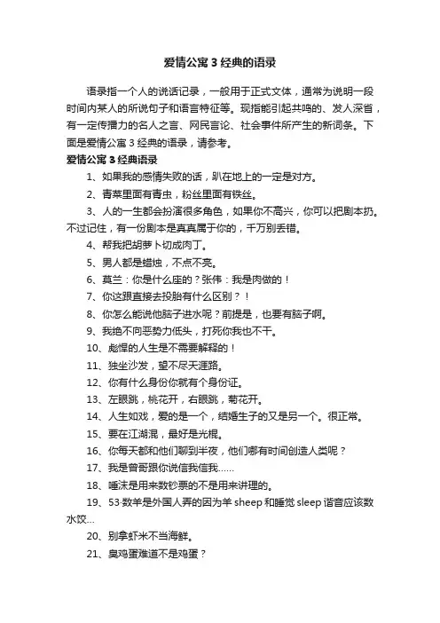 爱情公寓3经典的语录