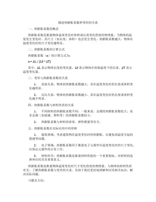 描述热膨胀系数和变形的关系