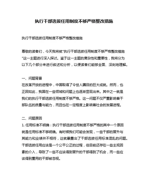 执行干部选拔任用制度不够严格整改措施