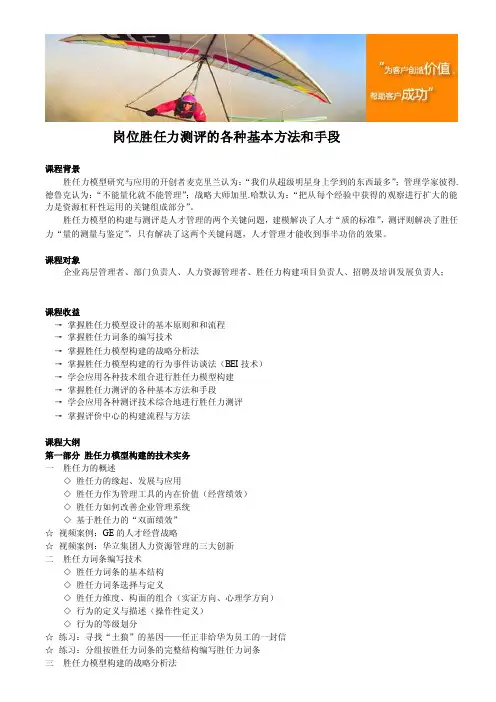 岗位胜任力测评的各种基本方法和手段[策划]