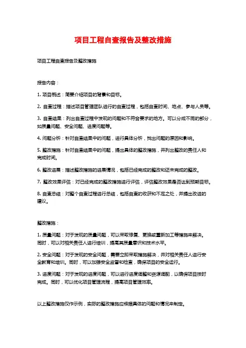 项目工程自查报告及整改措施