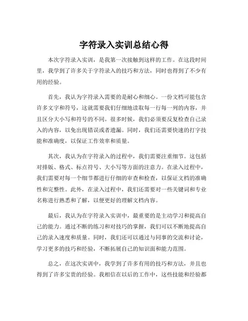 字符录入实训总结心得