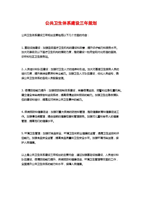 公共卫生体系建设三年规划