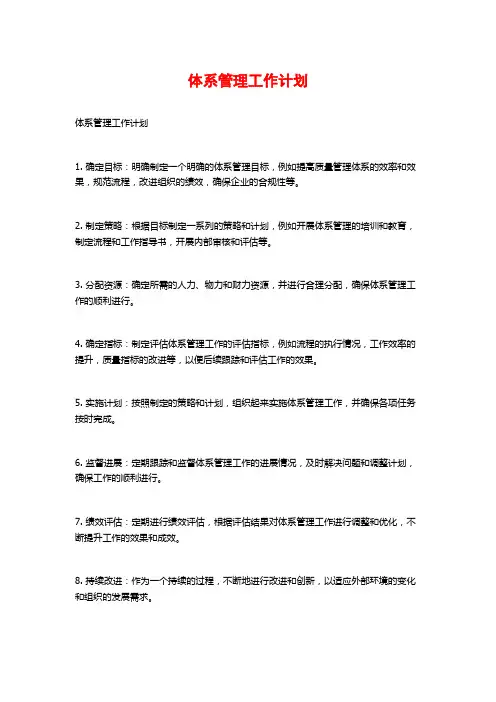 体系管理工作计划