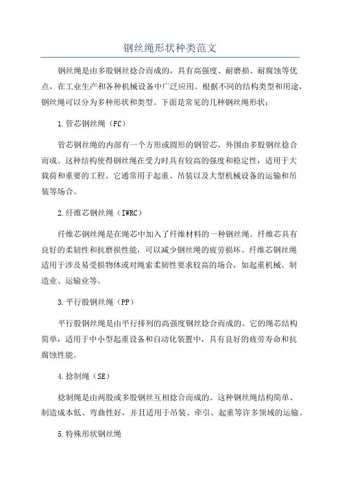 钢丝绳形状种类范文