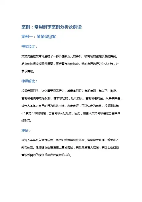 常见法律案例及解析：常用刑事案例分析及解读