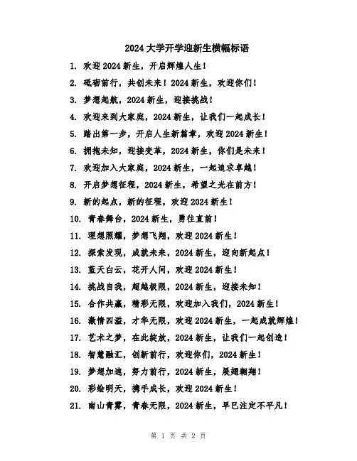 2024大学开学迎新生横幅标语