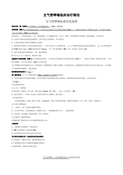 支气管哮喘临床诊疗路径