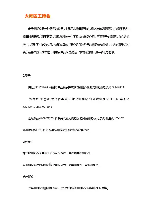 测距仪型号及种类【大全】