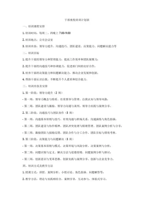 干部夜校培训计划表