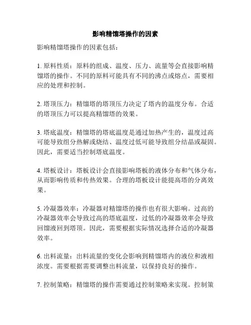影响精馏塔操作的因素