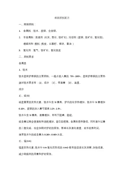 炼钢原料配方