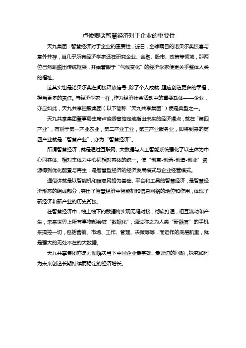 卢俊卿谈智慧经济对于企业的重要性