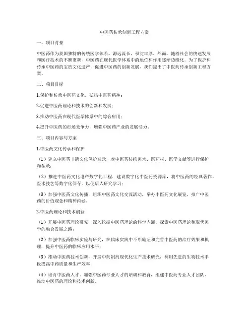 中医药传承创新工程方案