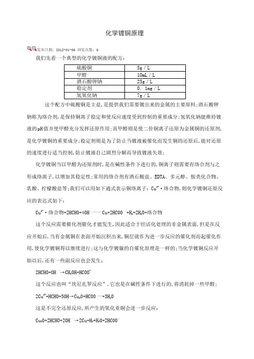 化学镀铜原理