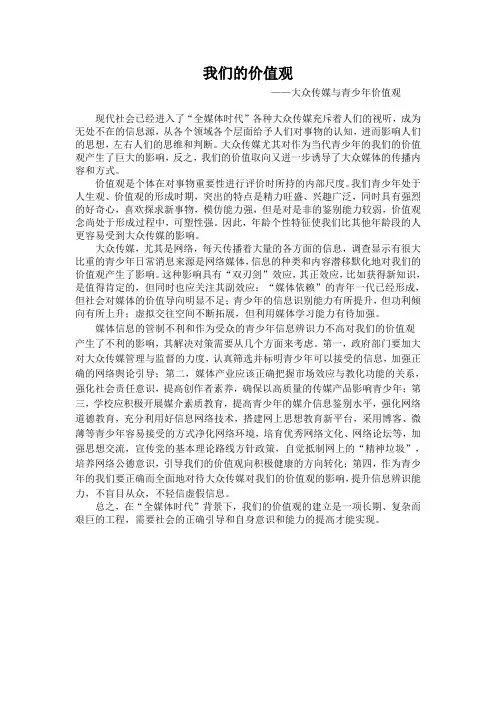 马原论文-我们的价值观