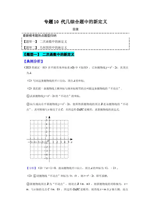 专题10 代几综合题中的新定义-2023年中考数学毕业班二轮热点题型归纳与变式演练 (解析版)