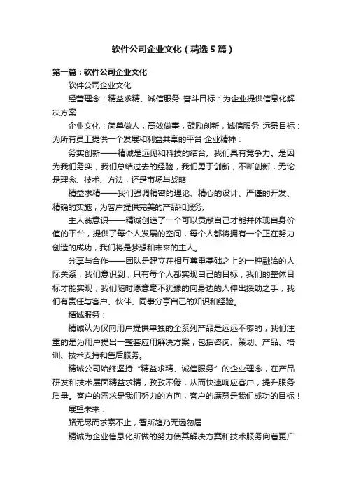 软件公司企业文化（精选5篇）