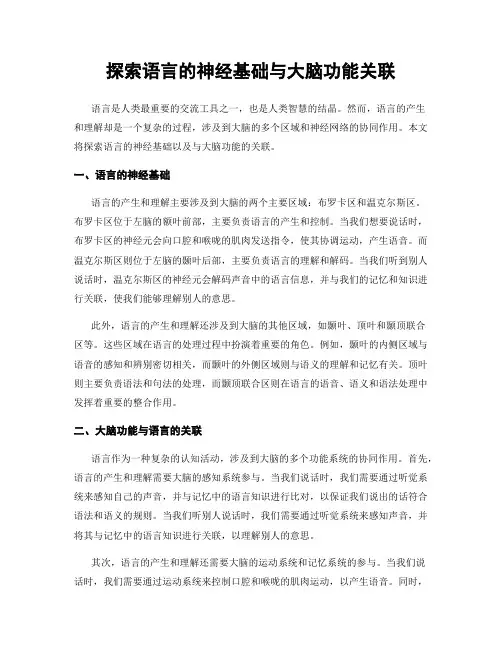 探索语言的神经基础与大脑功能关联