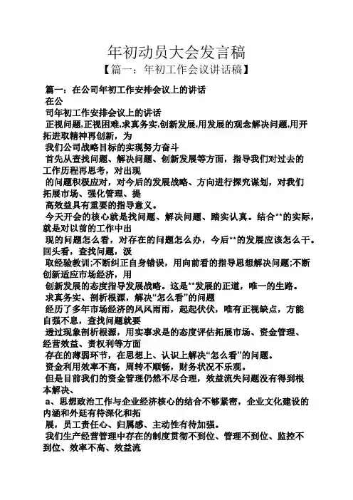年初动员大会发言稿
