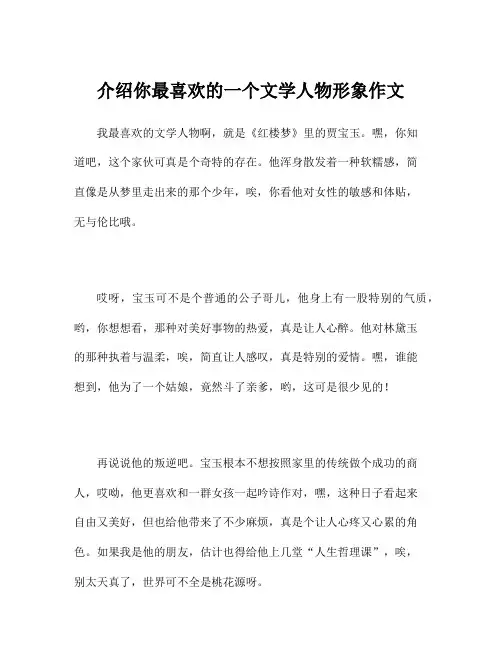 介绍你最喜欢的一个文学人物形象作文