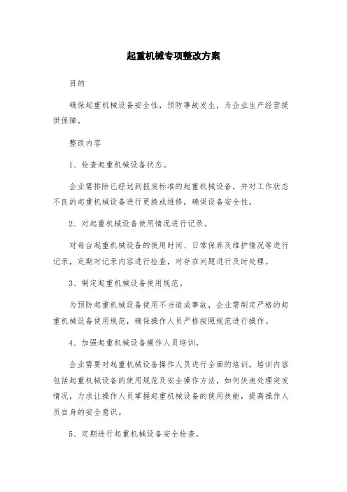 起重机械专项整改方案