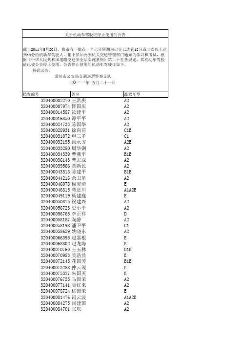 驾驶证停止使用公告