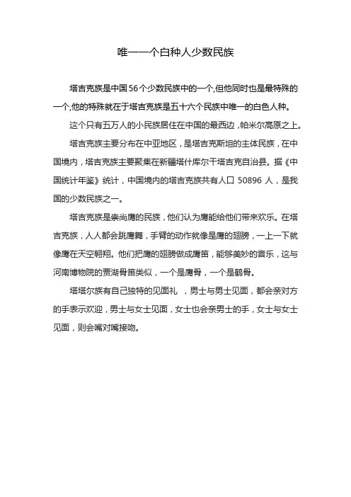 唯一一个白种人少数民族
