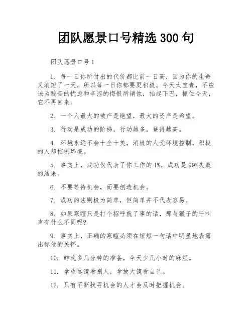 团队愿景口号精选300句