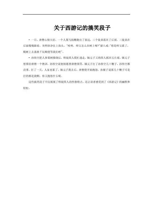关于西游记的搞笑段子