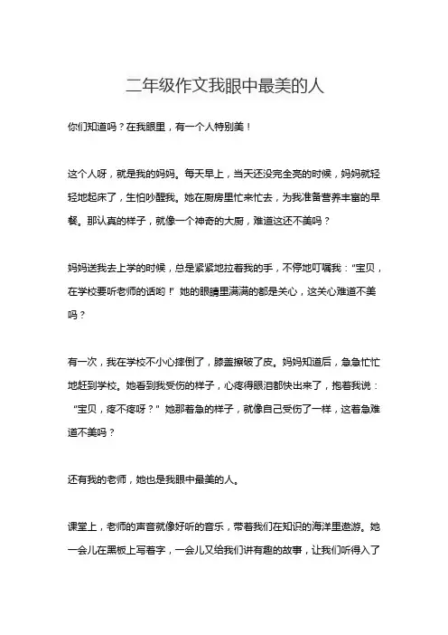 二年级作文我眼中最美的人