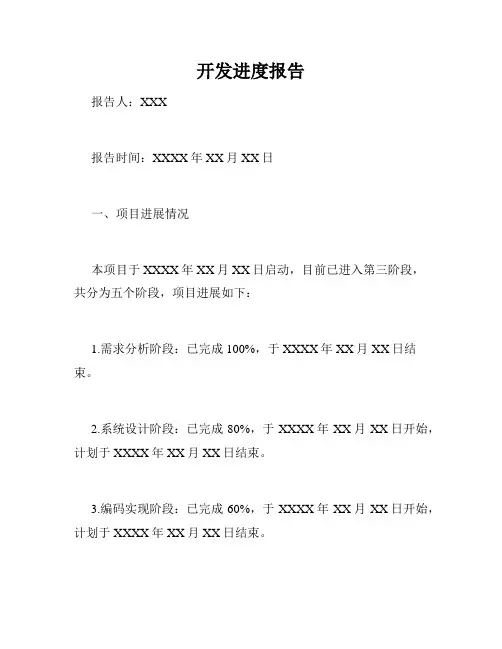 开发进度报告