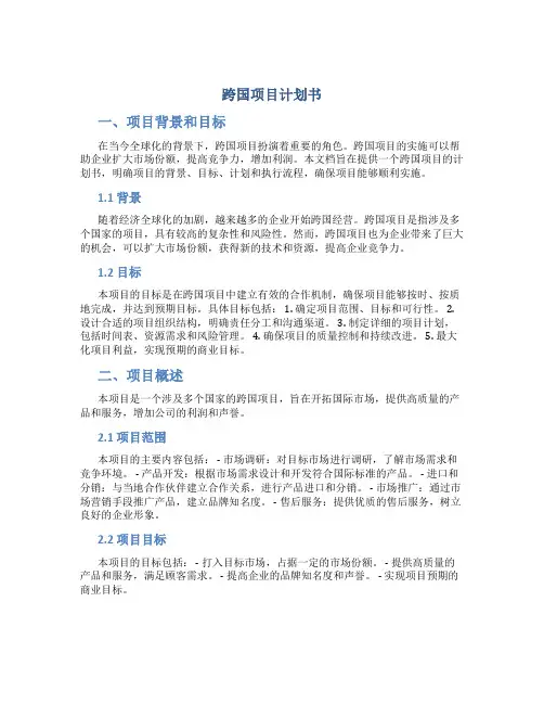 跨国项目计划书
