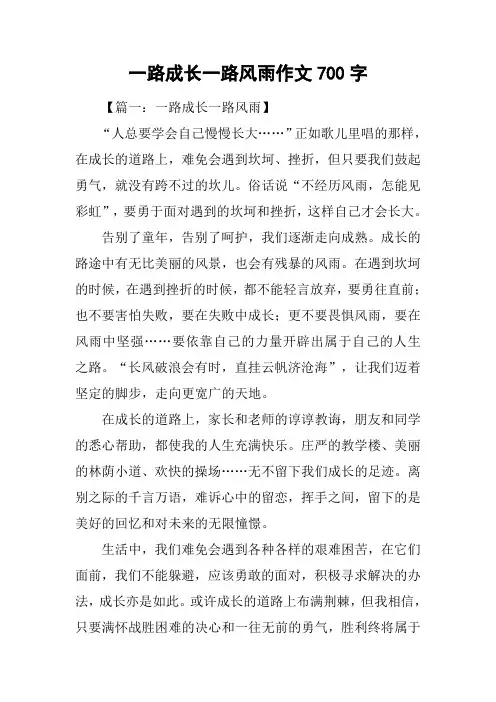 一路成长一路风雨作文700字