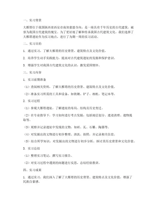 大雁塔遗址实习报告