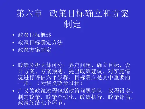 政策目标确立和方案制定概述(共 61张PPT)