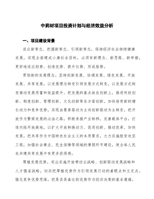 中药材项目投资计划与经济效益分析