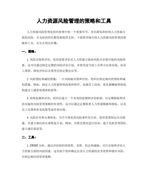 人力资源风险管理的策略和工具