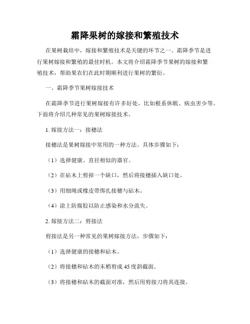 霜降果树的嫁接和繁殖技术