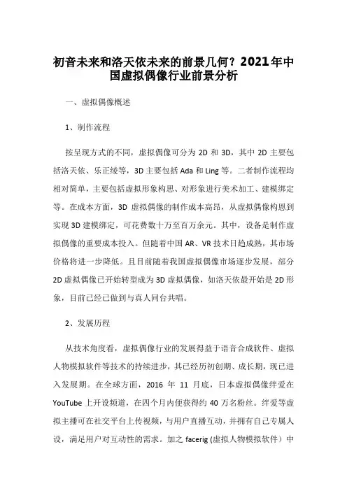 初音未来和洛天依未来的前景几何？2021年中国虚拟偶像行业前景分析