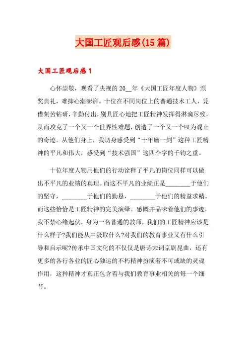 大国工匠观后感(15篇)