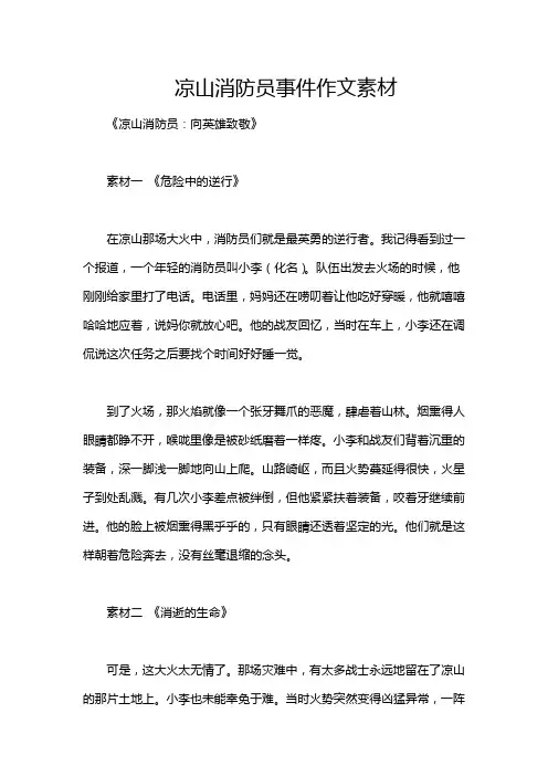 凉山消防员事件作文素材