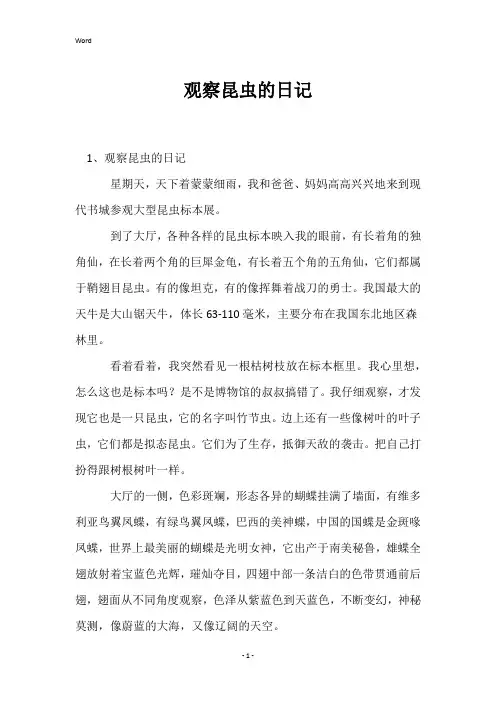 观察昆虫的日记