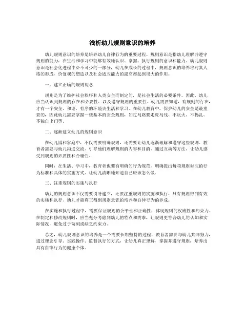 浅析幼儿规则意识的培养
