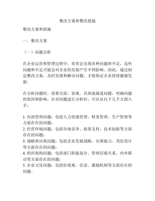 整改方案和整改措施