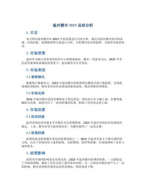 温州楼市2023总结分析