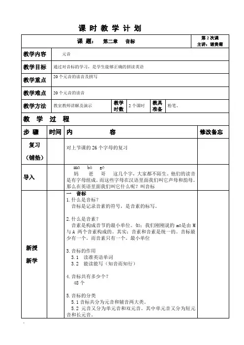 第二章_音标___元音教案