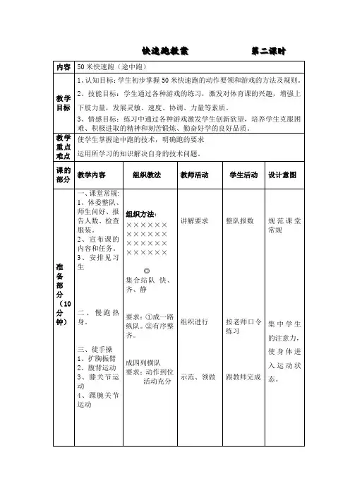 快速跑教案2(途中跑)Microsoft Word 文档