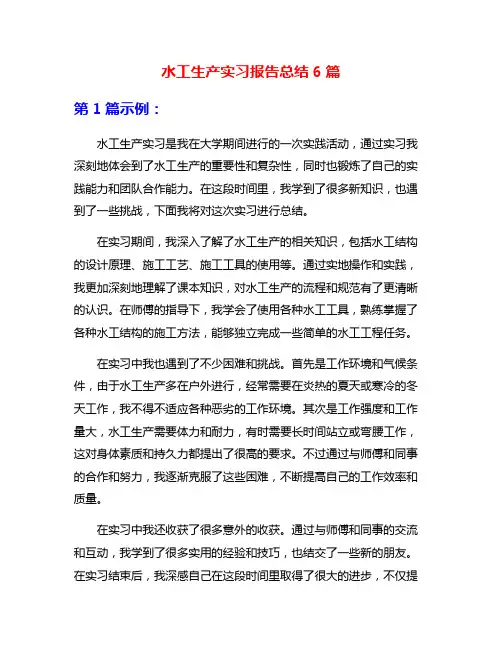 水工生产实习报告总结6篇