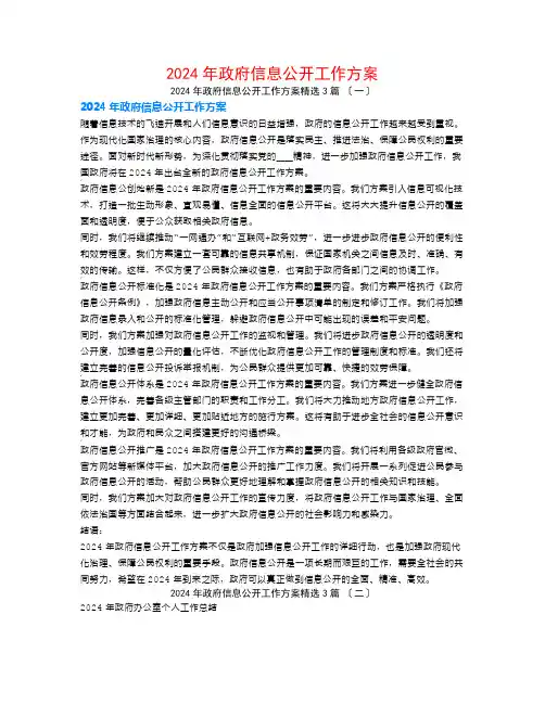 2024年政府信息公开工作计划3篇